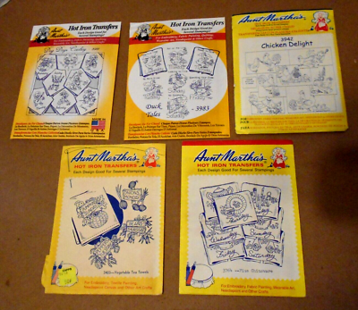 #ad #ad Aunt Martha#x27;s Hot Iron Transfers days Week Ducks chicken dog Patterns 5 Vintage $15.99