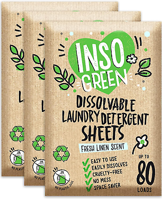 #ad Eco Laundry Detergent Sheets 3 Pack 240 Loads No Plastic Jugs Washer Sheets $41.99