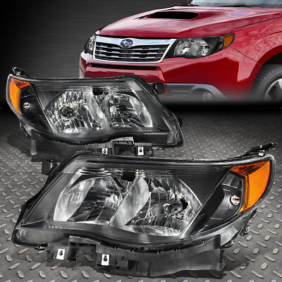 #ad FOR 09 13 SUBARU FORESTER OE STYLE BLACK HOUSING AMBER CORNER HEADLIGHT LAMPS $166.88
