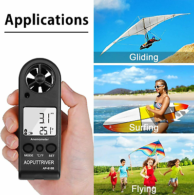 #ad Mini LCD Wind Speed Gauge Air Velocity Meter Digital Anemometer NTC Thermometer $22.82