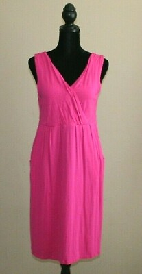 #ad Garnet Hill Knit Dress Size Small Sleeve Sleeveless V Neck Womens Surplice Pink $19.99
