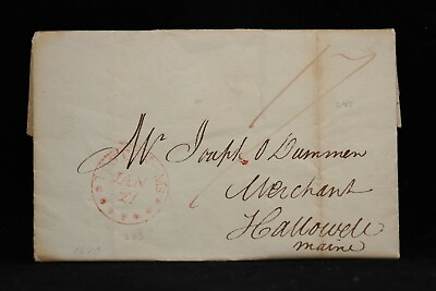 #ad Massachusetts: Boston 1810 Stampless Cover Red CDS with 7 Stars 17c Rate $60.00