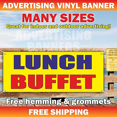 #ad LUNCH BUFFET Advertising Banner Vinyl Mesh Sign NOW SERVING BREAKFAST Dinner Bar $219.95