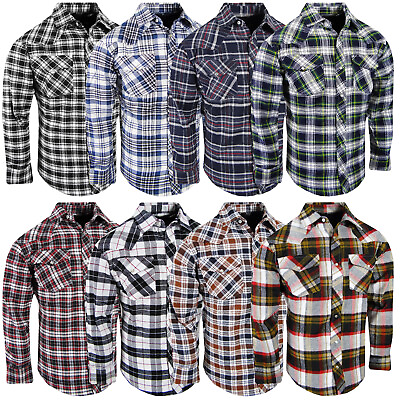 #ad Plaid Flannel Shirt Snap Up Western Style Mens Flap Chest Pockets With Pen Slot $19.95