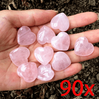 #ad Wholesale Lot 90 PCs Natural Rose Quartz Heart ❤️ Crystal Healing Energy 30mm $39.69