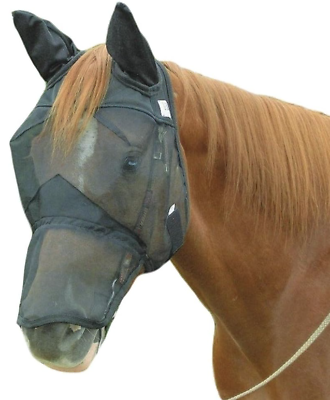 #ad Cashel Quiet Ride Horse Fly Mask with Long Nose and Ears Black $29.99