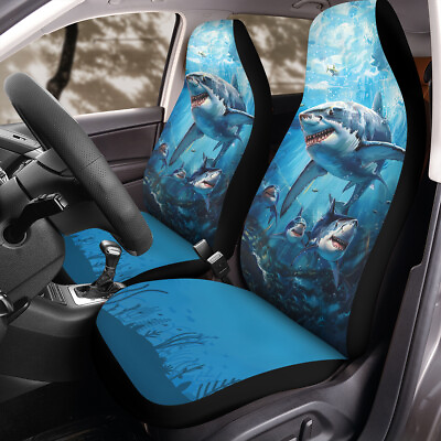 #ad Shark Family Car Seat Cover Undersea Life Seat Protector Car Gift Dad Shark Love $63.99