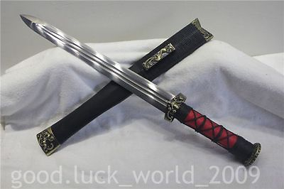 #ad Double Groove Chinese Short Sword quot;Han Jianquot; 劍 Pattern Steel Sharp Hand Forge $117.20
