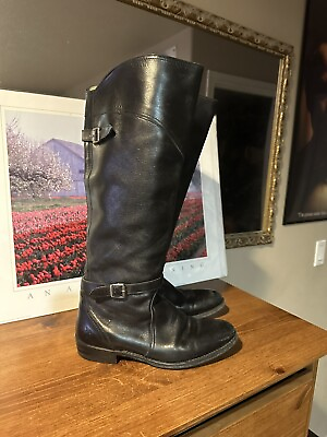 #ad FRYE Womens Molly Button Tall Knee High Black Leather Riding Boots Size 9 $60.00