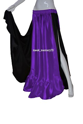 #ad 16 Yard 4 Tier Skirt Tribal Troupe Purple Belly Dance Black Tiered Skirt S52 $40.38