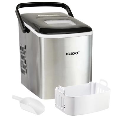 #ad 26 Pound Automatic Self Cleaning Portable Countertop Ice Maker Machine w Handle $151.45