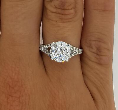 #ad 2.45 Ct Split Shank Pave Round Cut Diamond Engagement Ring SI1 G White Gold 18k $3232.00