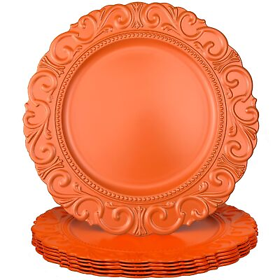 #ad #ad Orange Charger Plates 13 Inch Scalloped Chargers for Dinner Plate Set of 6 De... $53.04