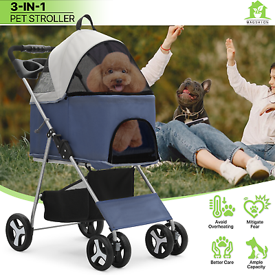 #ad Dog Stroller Oxford Detachable Basket Carrier Portable Foldable Pet Travel Cart $69.99