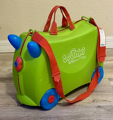 #ad Trunki Suitcase Melissa amp; Doug Kids Ride On Wheeled Luggage Green w Blue Horns $38.00