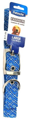 #ad 1 Ct Petmate Blue Geo Jacquard Large 1 In 18 To 22 In Fashion Custom Fit Collar $15.99