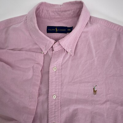 #ad XXL Ralph Lauren Pink Casual Button Down Shirt Short Sleeve Great Condition $24.85
