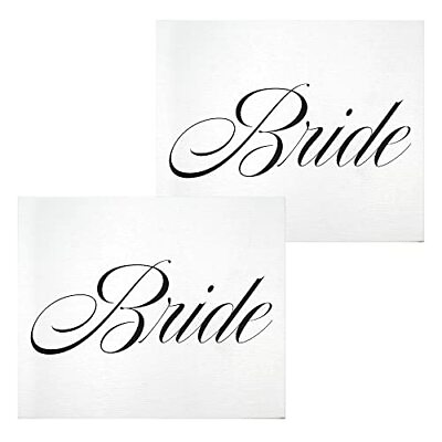 #ad JennyGems Bride And Bride Wedding Chair Signs Wedding Reception Decor White $24.99