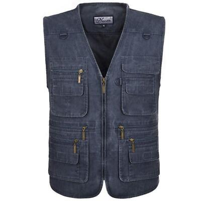#ad Hot Men Outdoor Multi Pocket Vest Travelers Fishing Photography Quick Dry Jacket $32.48