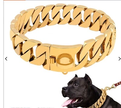 #ad Strong Heavy Duty Steel Cuban Link Big Chain Collar Medium Large Breed Dogs $76.99