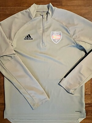 #ad Adidas Aeroready Mens Grey Long Sleeve Soccer Training Shirt 1 4 Zip Medium $19.99