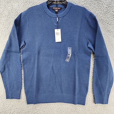 #ad Michael Kors Sweater Men#x27;s Medium Denim Ribbed Contrasting Stitch Round Neck $13.64