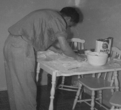#ad 4B Photograph Man At Kitchen Making Food Dakota Made Flour 1954 $14.96