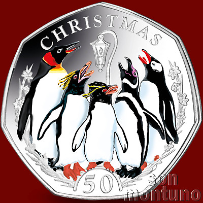#ad 10 PACK GIFT LOT CHRISTMAS PENGUINS 2017 Falkland Islands 50p Coin SOLD OUT $325.00