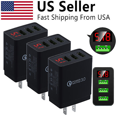 #ad 3 Pack 3 Port USB Home Wall Fast Charger for Cell Phone iPhone Samsung Android $10.05