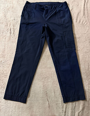 #ad Athleta Palisade Pants Navy Blue Nylon Stretch Mid Rise Zip Pocket Hiking Sz 8 $23.39