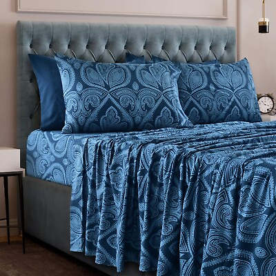 #ad Deep Pocket 6 Piece Bed Sheets Set 1800 Series Luxury Comfort Paisley Sheet Set $21.14