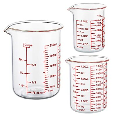 #ad High Borosilicate Glass Measuring Cup Set V Shaped Spoutï¼ŒIncludes 60ml2OZ 120 $18.09