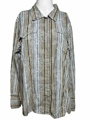 #ad Roper Womens Button Up Shirt XL Multicolor Stripe Floral AC $15.84