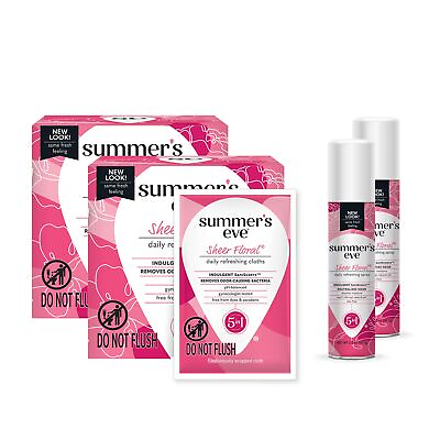 #ad Summer#x27;s Eve Sheer Floral Daily Refreshing 16 ct Feminine Wipes amp; Spray Kit 2 ea $14.21