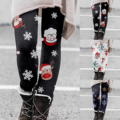 #ad Christmas Winter Women Plaid Printed Fashion Casual Long Pants Slim Fit $15.60