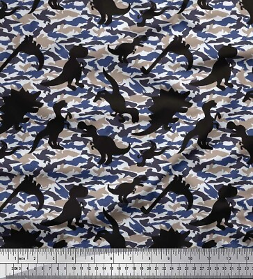 #ad Soimoi Cotton Poplin Fabric Camouflage Texture amp; Dinosaur Jungle 5ki AU $17.99