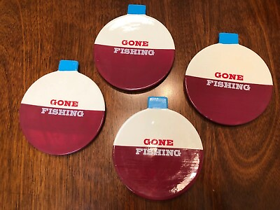 #ad Set Of 4 Twos Company Gone Fishing Bobber 5 1 2” Small Plates $21.99