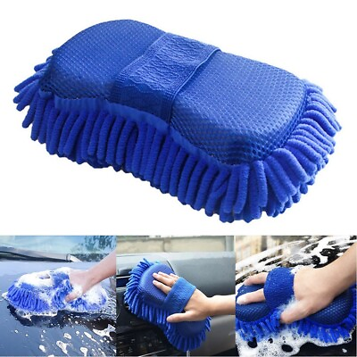 #ad 1 Pcs Microfiber Chenille Car Wash Sponge Care Washing Brush Pads Cleaning Tools $8.32
