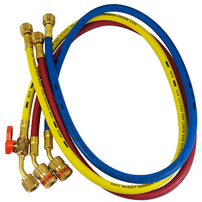 #ad Uniweld Manifold Hoses 60in Red and Blue with EZ Turn Yellow with Ball Valve CFC $86.80