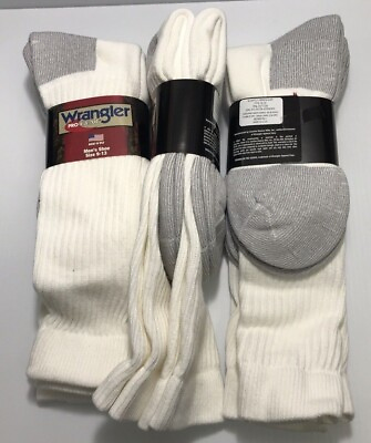 #ad Wrangler Pro Gear Over the Calf Cotton Work Boot Sock Large White 6 pair $32.99