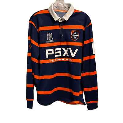 #ad Polo Sport Blue amp; Orange Rugby Henley Jersey Men#x27;s Large #9 Pre owned $33.00