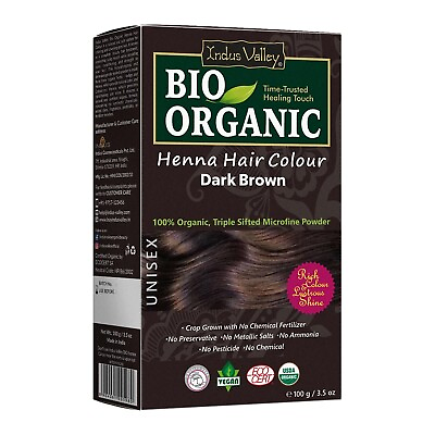 #ad INDUS VALLEY 100% Organic Hair Color 100g Dark Brown Pack of 1 $12.99