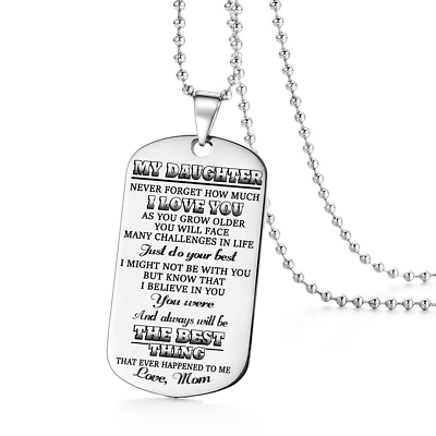 #ad To My Daughter Love Mom Dog Tags Necklace Birthday Gift Military Graduation $14.95