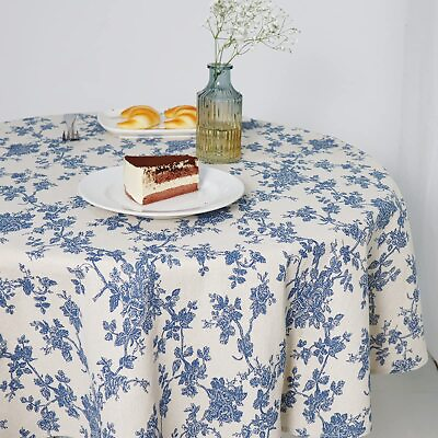 #ad Wracra Cotton Linen Vintage Round Tablecloth Floral Pastoral Table Cloth Wash... $22.92