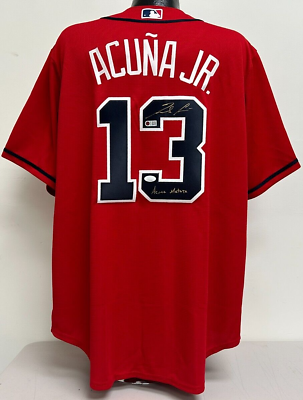 #ad Ronald Acuna Jr Signed MLB Geniune Braves Red Jersey quot;Acuna Matataquot; Insc JSA 533 $399.99