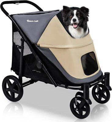 #ad Dog Stroller for Medium Large Dogs One Click Folding 4 Wheel Pet Stroller Fol... $231.88
