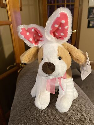 #ad Dan Dee Plush Puppy Brown Easter Toy white rabbit ears 7quot; Stuffed Animal $13.98