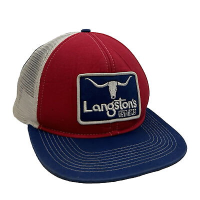 #ad Langston Western Wear EST. 1913 Red White Blue Trucker Snap Back Hat Cap $20.45