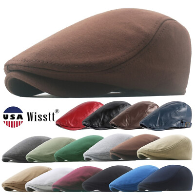 #ad Mens Outdoor Leather Ivy Cap Flat Newsboy Breathable Beret Cabbie Hat Sports $10.65