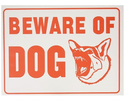 #ad Beware of Dog Sign 9x12 Inch Plastic Home Guard Protection White Red Outside $14.98